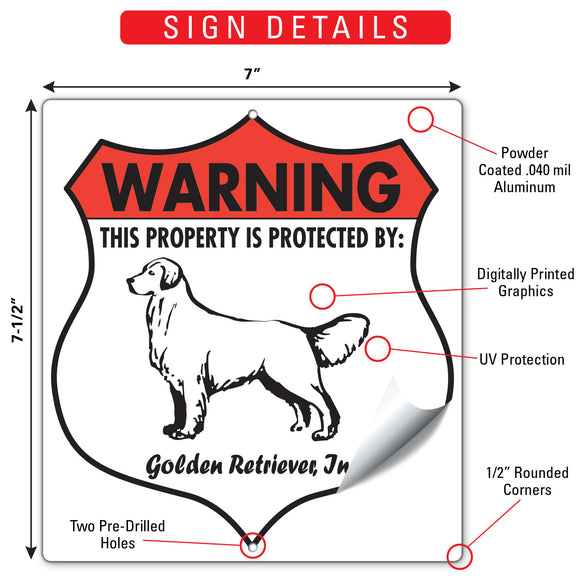 Golden Retriever! Property is Protected Badge Sign or Sticker