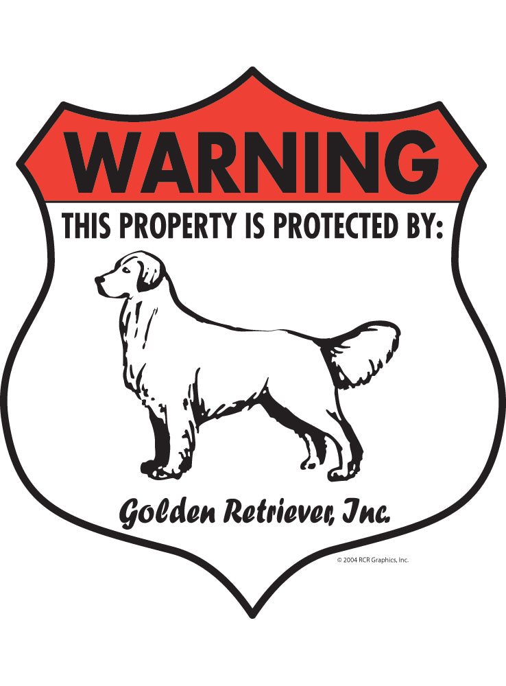Golden Retriever! Property Patrolled Badge Sign or Sticker