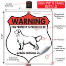 Golden Retriever! Property is Protected Badge Sign or Sticker-4