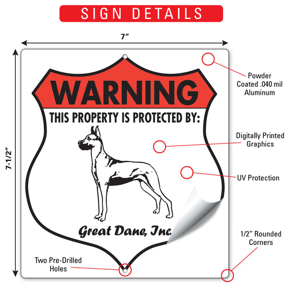 Great Dane! Property is Protected Badge Sign or Sticker