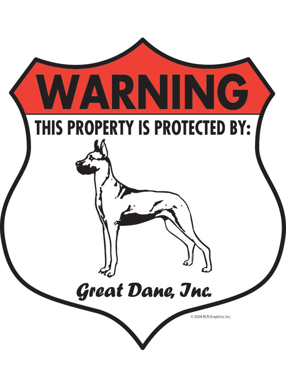 Great Dane! Property Patrolled Badge Sign or Sticker