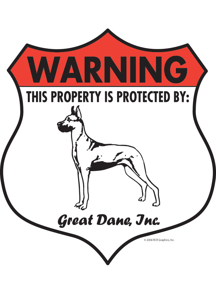 Great Dane! Property Patrolled Badge Signs or Sticker