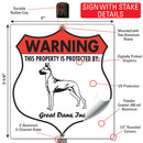 Great Dane! Property is Protected Badge Sign or Sticker-4