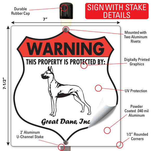 Great Dane! Property is Protected Badge Sign or Sticker