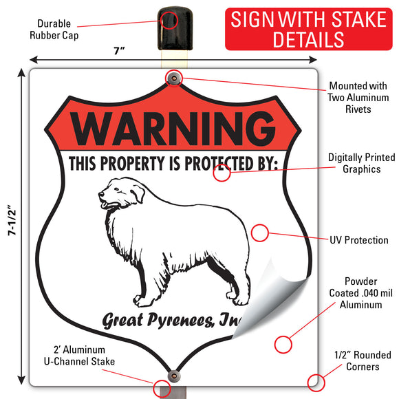 Great Pyrenees! Property is Protected Badge Sign or Sticker