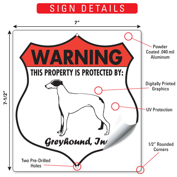 Greyhound! Property is Protected Badge Sign or Sticker