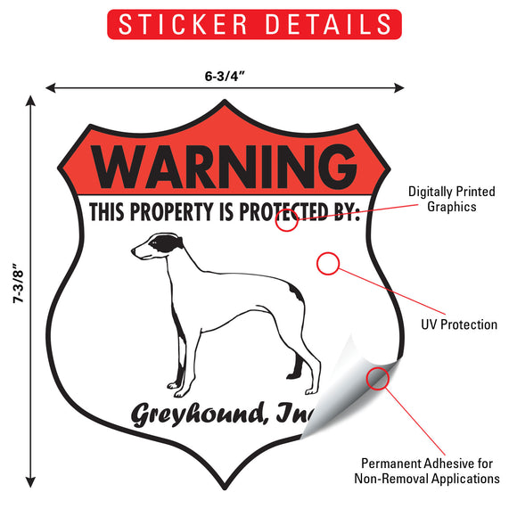Greyhound! Property is Protected Badge Sign or Sticker