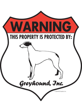 Greyhound! Property Patrolled Badge Sign or Sticker
