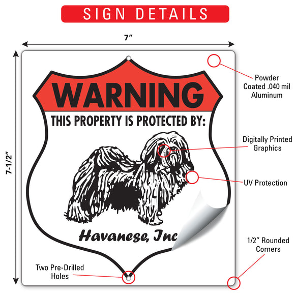 Havanese! Property is Protected Badge Sign or Sticker