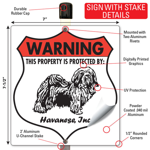 Havanese! Property is Protected Badge Sign or Sticker