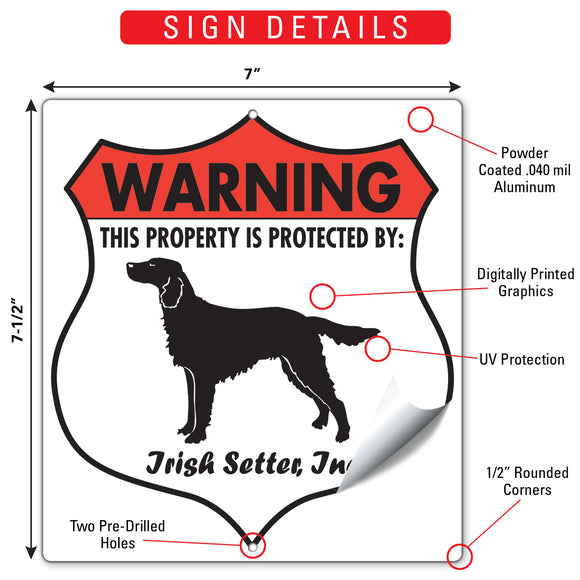 Irish Setter! Property is Protected Badge Sign or Sticker