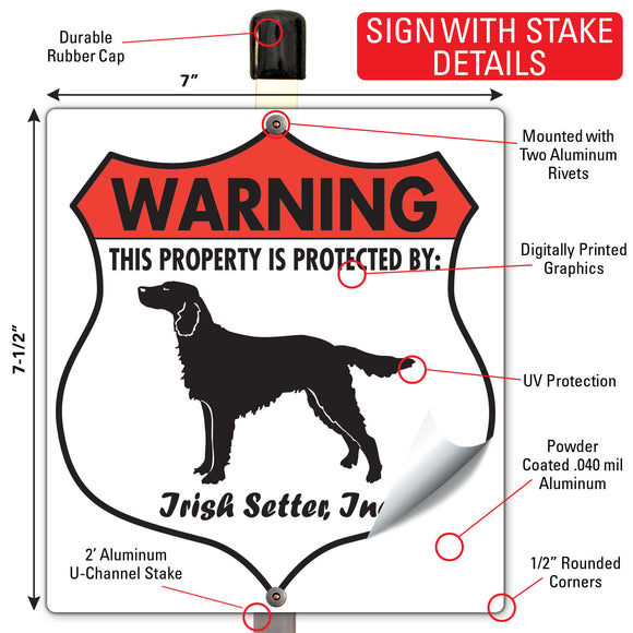 Irish Setter! Property is Protected Badge Sign or Sticker