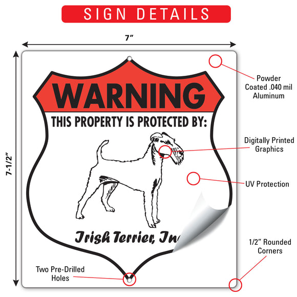 Irish Terrier! Property is Protected Badge Sign or Sticker