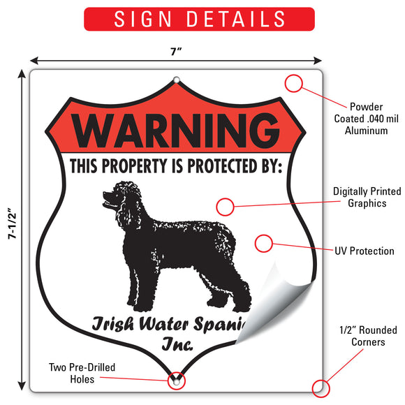 Irish Water Spaniel! Property is Protected Badge Sign or Sticker