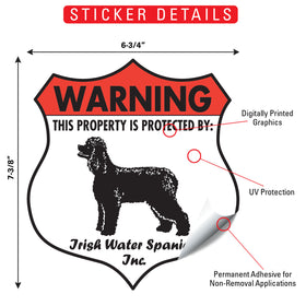 Irish Water Spaniel! Property is Protected Badge Sign or Sticker - 0