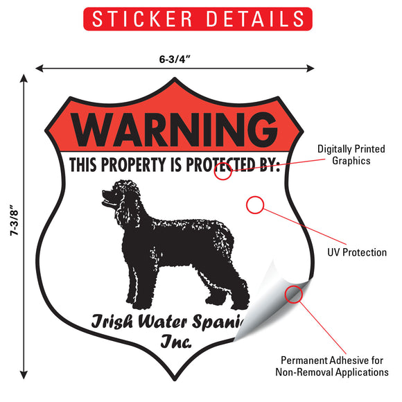 Irish Water Spaniel! Property is Protected Badge Sign or Sticker