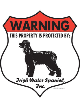 Irish Water Spaniel! Property Patrolled Badge Sign or Sticker