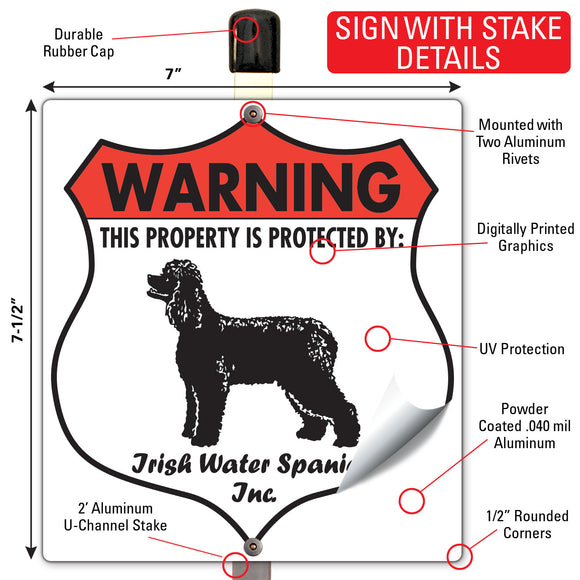 Irish Water Spaniel! Property is Protected Badge Sign or Sticker