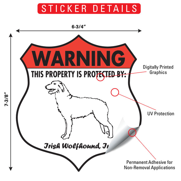 Irish Wolfhound! Property is Protected Badge Sign or Sticker