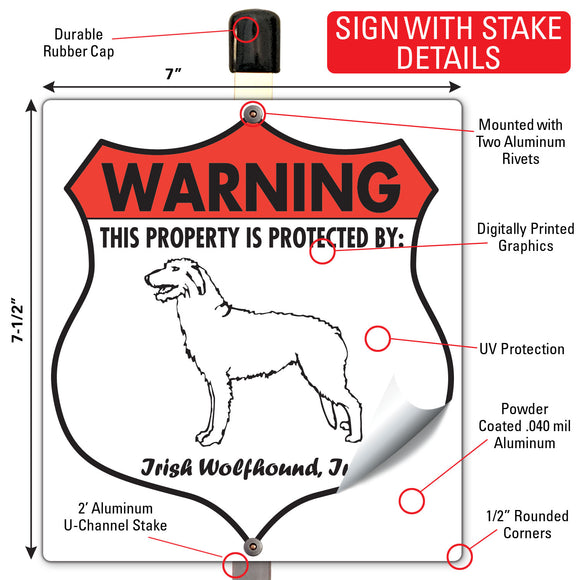Irish Wolfhound! Property is Protected Badge Sign or Sticker