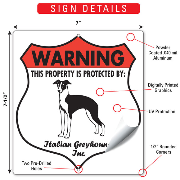 Italian Greyhound! Property is Protected Badge Sign or Sticker
