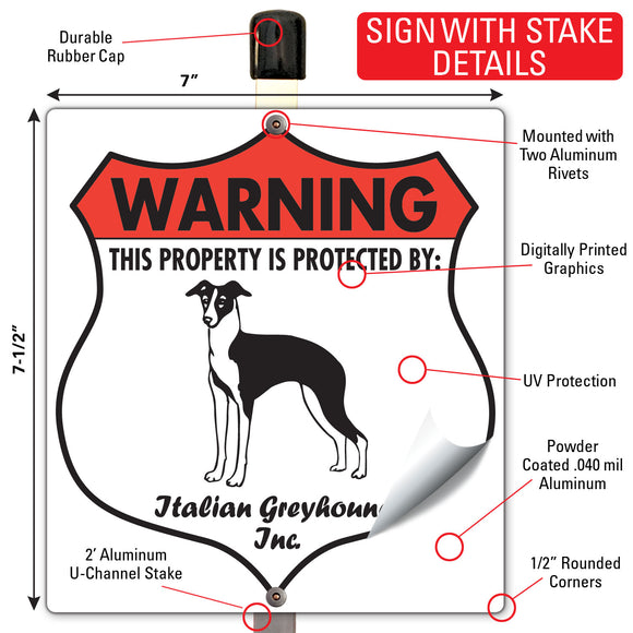 Italian Greyhound! Property is Protected Badge Sign or Sticker