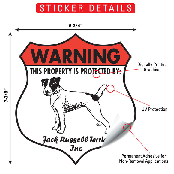 Jack Russell Terrier! Property is Protected Badge Sign or Sticker