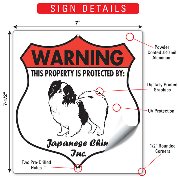 Japanese Chin! Property is Protected Badge Sign or Sticker