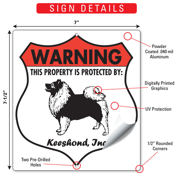 Keeshond! Property is Protected Badge Sign or Sticker