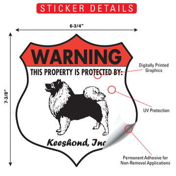 Keeshond! Property is Protected Badge Aluminum Sign or Vinyl Sticker - Weatherproof Yard - 0
