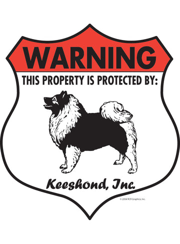 Keeshond! Property is Protected Badge Aluminum Sign or Vinyl Sticker - Weatherproof Yard