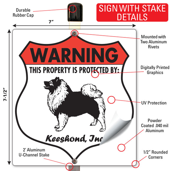 Keeshond! Property is Protected Badge Sign or Sticker