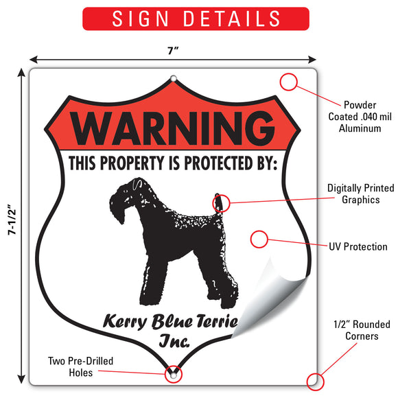 Kerry Blue Terrier! Property is Protected Badge Sign or Sticker