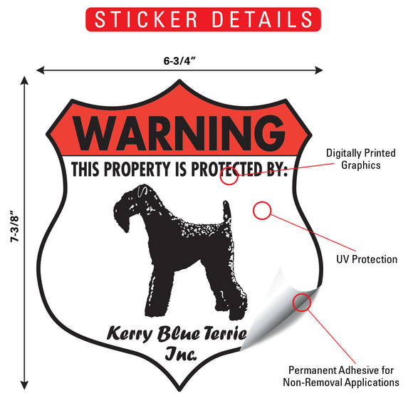 Kerry Blue Terrier! Property is Protected Badge Sign or Sticker
