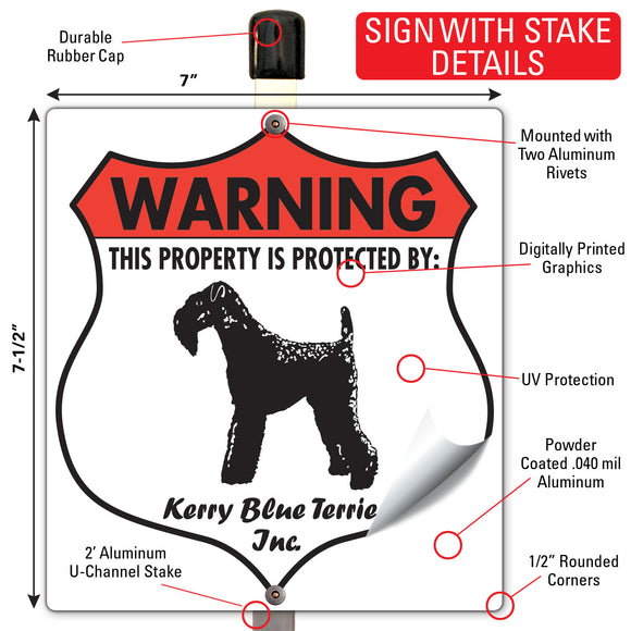 Kerry Blue Terrier! Property is Protected Badge Sign or Sticker