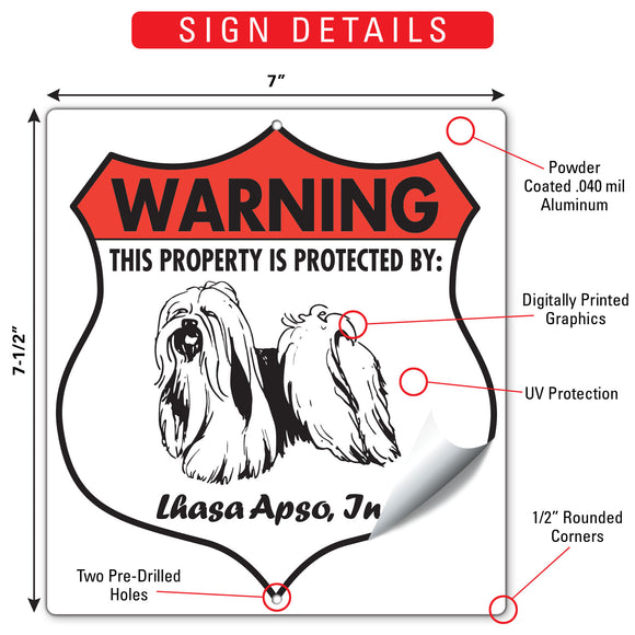 Lhasa Apso! Property is Protected Badge Sign or Sticker