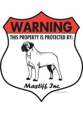 Mastiff! Property Patrolled Badge Sign or Sticker