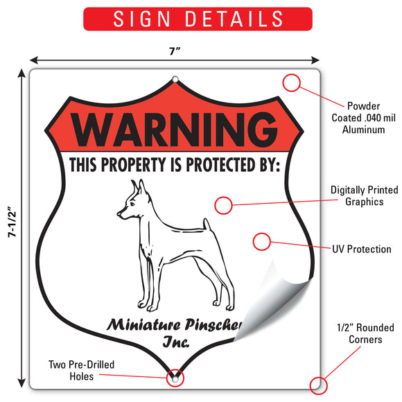 Miniature Pinscher! Property is Protected Badge Sign or Sticker