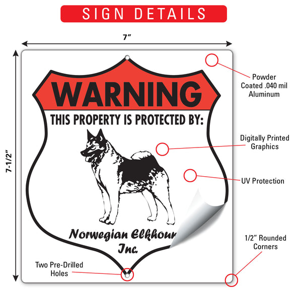 Norwegian Elkhound! Property is Protected Badge Sign or Sticker