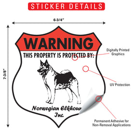 Norwegian Elkhound! Property is Protected Badge Sign or Sticker - 0
