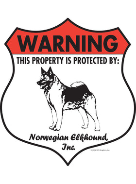 Norwegian Elkhound! Property Patrolled Badge Sign or Sticker