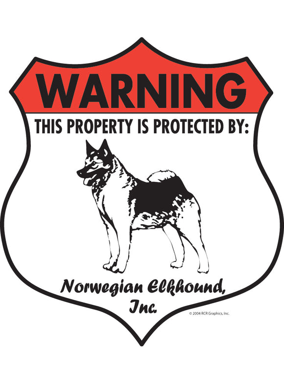 Norwegian Elkhound! Property Patrolled Badge Sign or Sticker