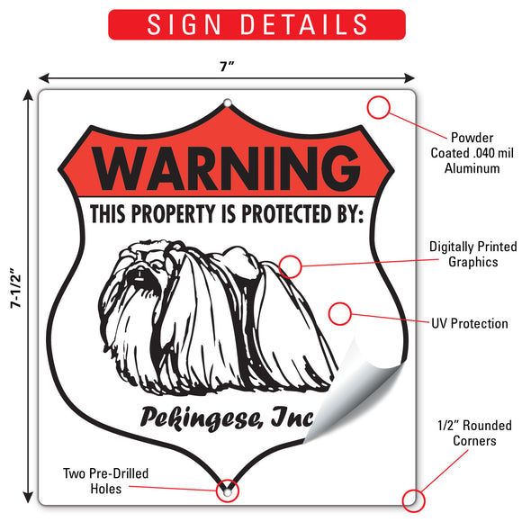 Pekingese! Property is Protected Badge Sign or Sticker