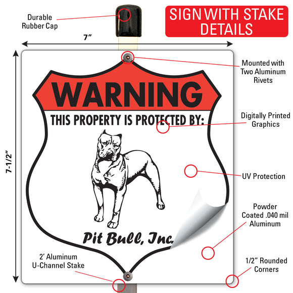 American Pit Bull Terrier! Property is Protected Badge Sign or Sticker