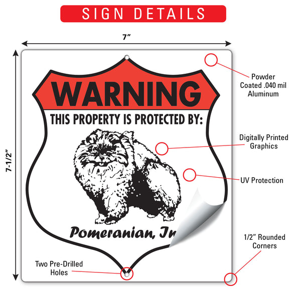 Pomeranian! Property is Protected Badge Sign or Sticker