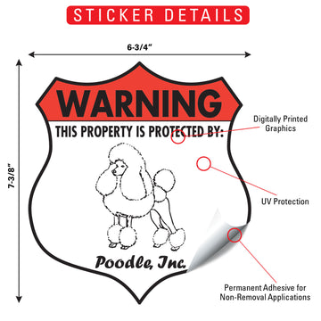 Poodle! Property is Protected Badge Aluminum Sign or Vinyl Sticker - Weatherproof Yard - 0