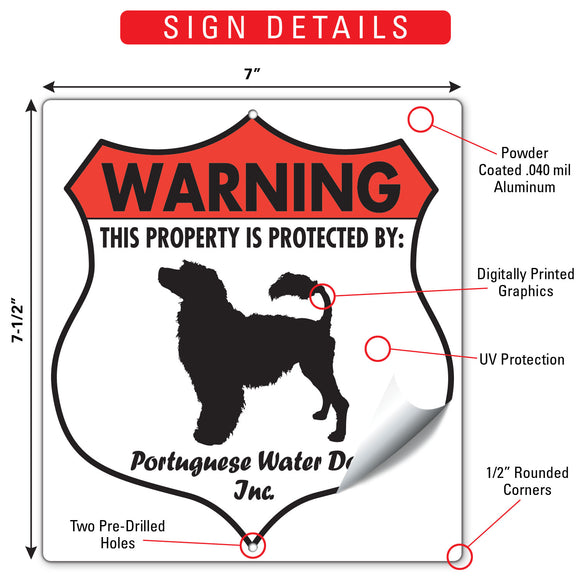 Portuguese Water Dog! Property is Protected Badge Sign or Sticker