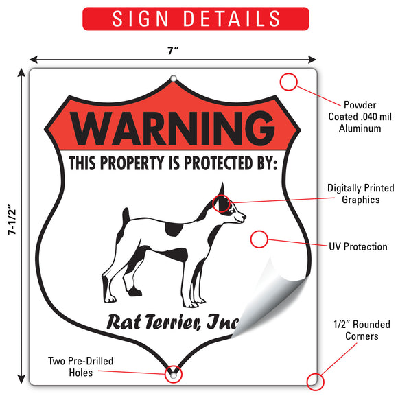 Rat Terrier! Property is Protected Badge Sign or Sticker