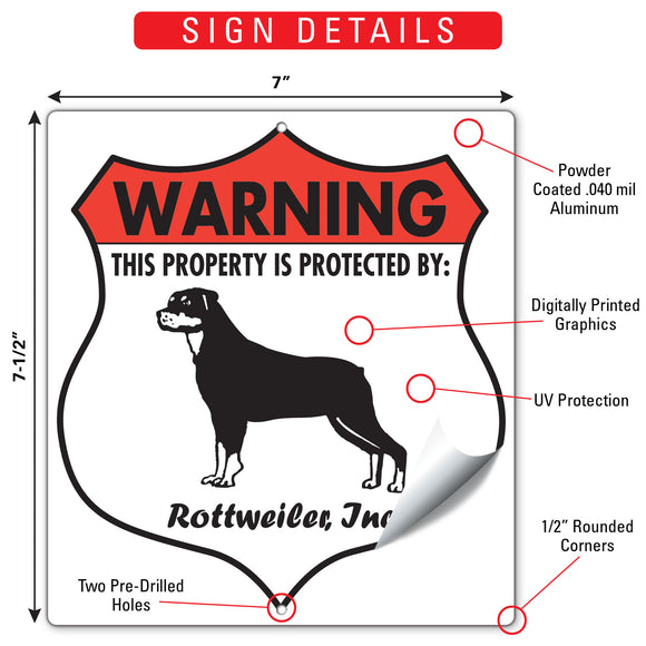 Rottweiler! Property is Protected Badge Sign or Sticker