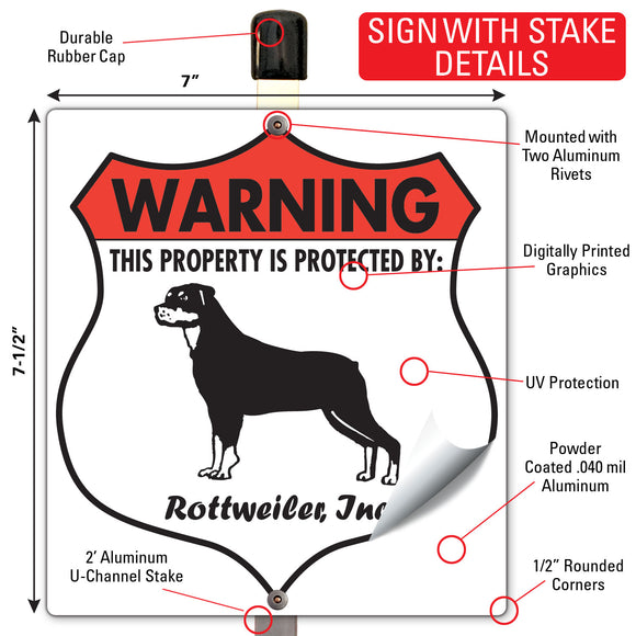 Rottweiler! Property is Protected Badge Sign or Sticker